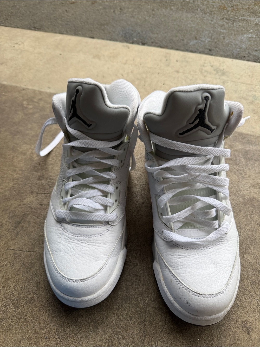 Jordan White High-Top Retro Sneakers with Black Jumpman